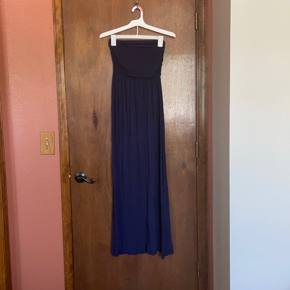 Strapless Navy Maxi Dress